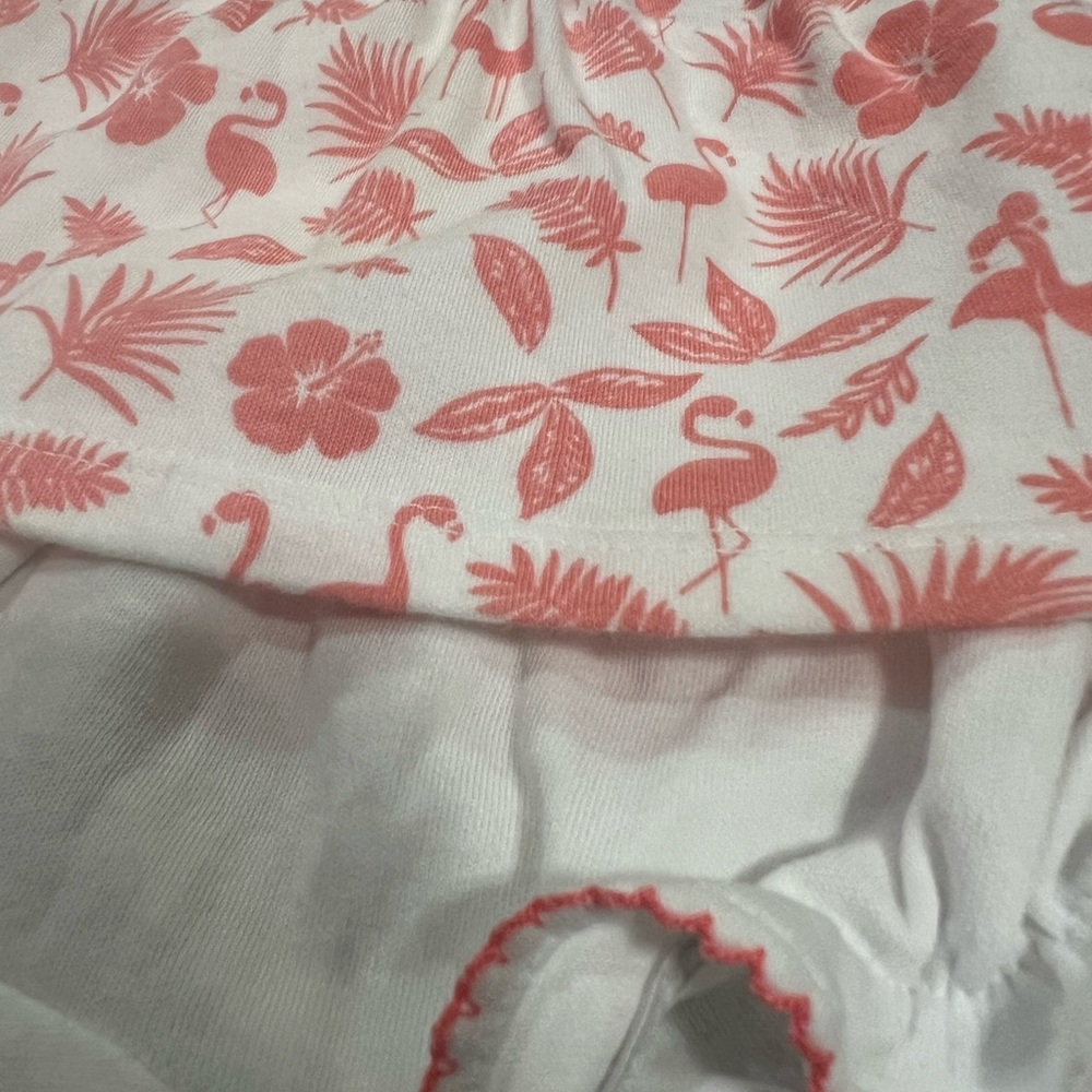 Janie and Jack White & Coral Flamingo Print Dress and Bloomer Set NWOT 3-6 Mos - Picture 7 of 8